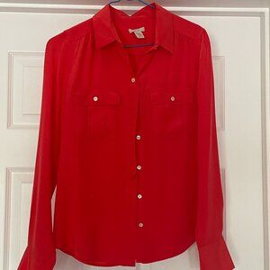 J.Crew Red Silk Blouse Size 4